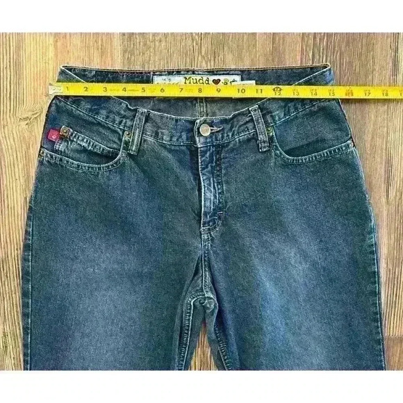 Vtg Y2K Mudd Jeans Womens Juniors Size 11 Dark Wash Mid-Rise Bootcut *Read* - Picture 7 of 16